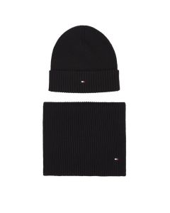 Tommy Hilfiger komplet Essential Scarf & Beanie czarny OS Kolor czarny Rozmiar4 OS