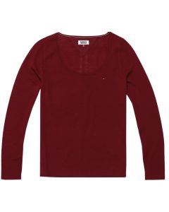 Tommy Jeans sweter TJW Basic Crew Neck bordowy S Kolor bordowy Rozmiar1 S