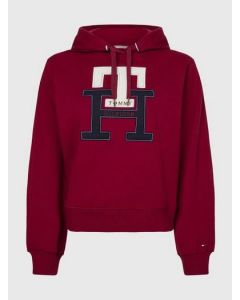 TH bluza Large Monogram TH Hoodie bordowy 