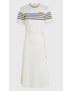 TH sukienka REG Stripe EMB Midi C-nk 